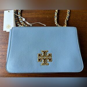 Tory Burch Britten cloud blue leather bag